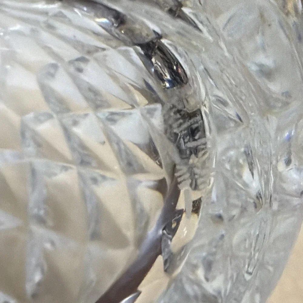 VINTAGE CUT GLASS VASE~VAL ST.‎ LAMBERT~DIAMOND PATTERN~8